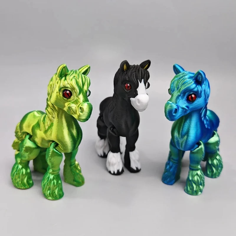 3D Printing Sunshine Rainbow Little White Horse Animal Toys Joint Tail Movable Creative Home Desk Decoration Kids Birthday Gift