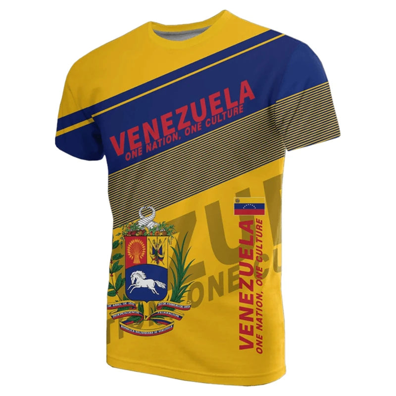 3d Print Venezuela Flag T-Shirt For Men Summer Round Neck Short Sleeve Tees Gym Sports Oversized T Shirts Tops Male Clothes