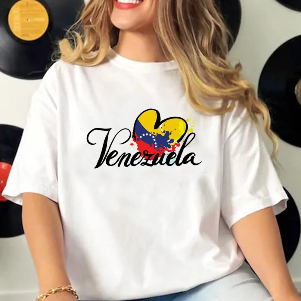 Venezuela t-shirts women crew neck streetwear patterned t shirt girl streetwear clothes