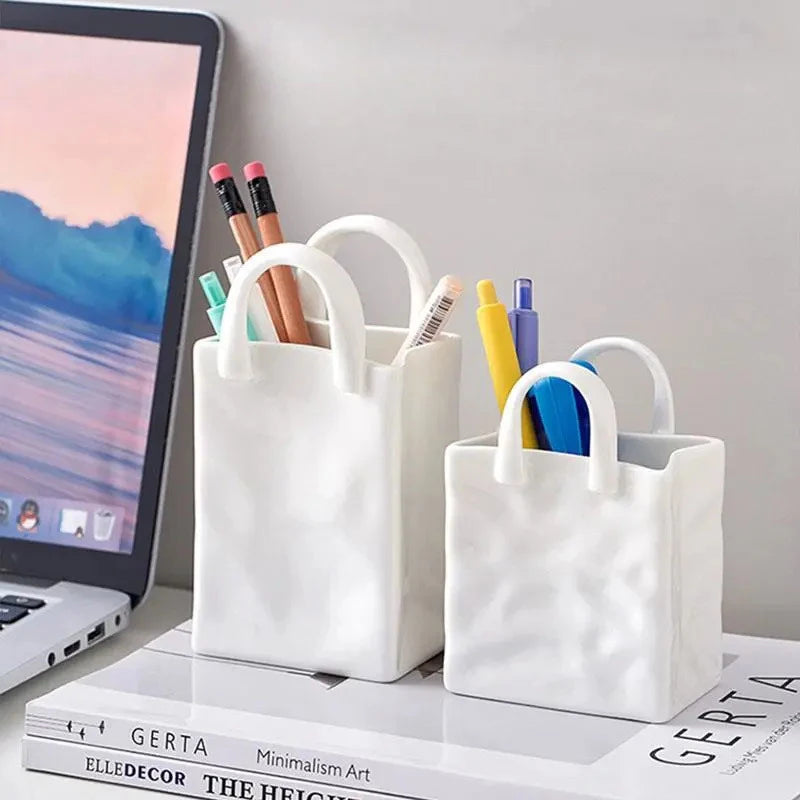 Handbag Shape Vase Modern Decorative White Vase