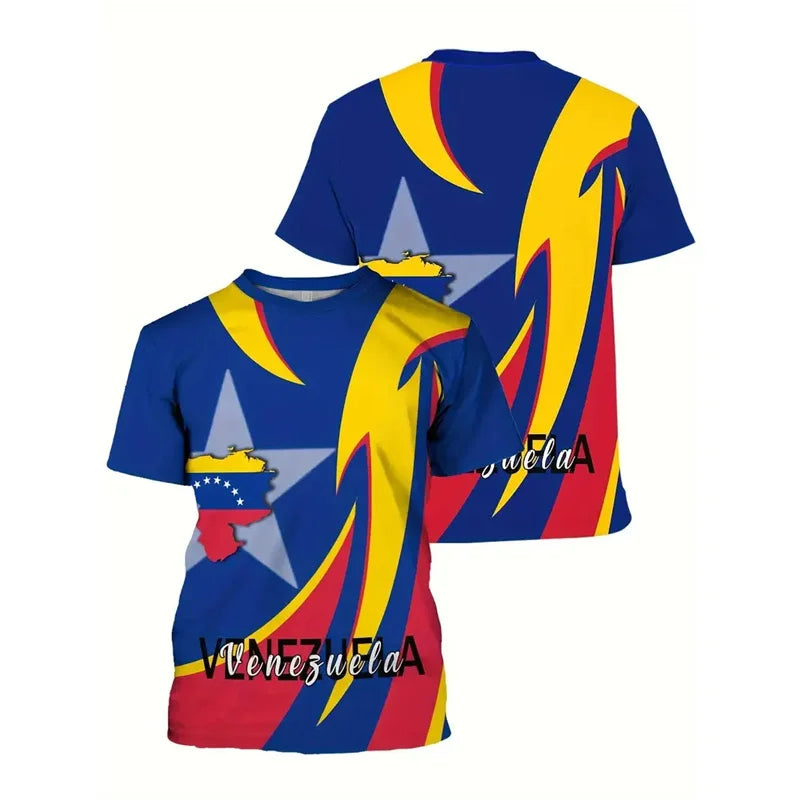New In Venezuela Flag T Shirt Men Fashion 3d Printed T-shirt Street Oversized Casual Sports Tops Crew Neck Short Sleeve Tees