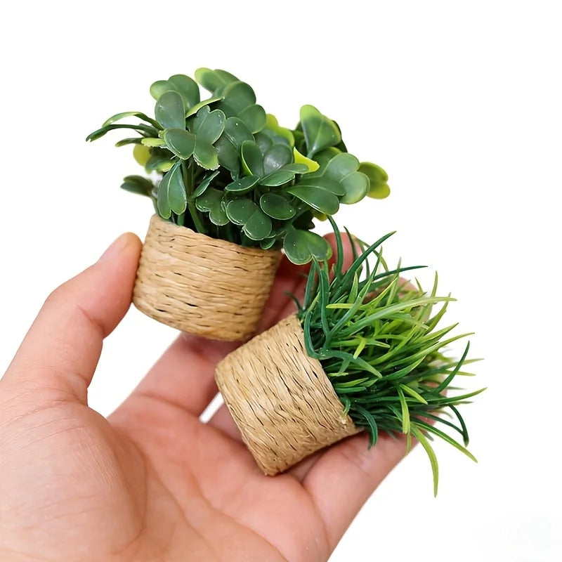 Artificial Potted Plants, Cute Mini Plants Potted Landscape Suitable for Indoor Outdoor Home Kitchen Desk Office