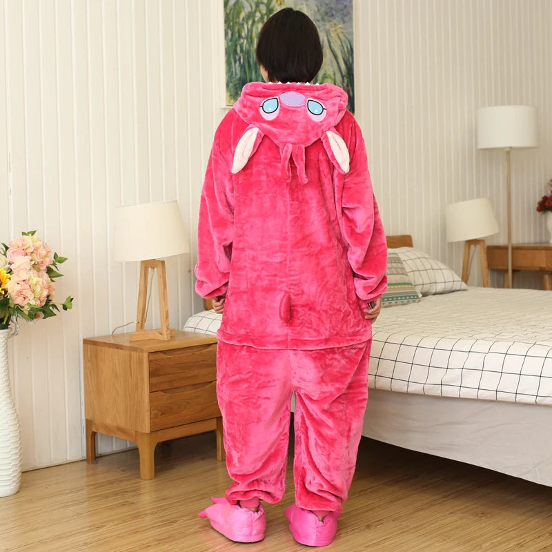 Lilo & Stitch Anime Cosplay Costumes Women Men Cartoon Jumpsuit Adults Cute Hooded Pajamas Onesies For Halloween Christmas Party