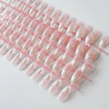 120Pcs Soft Pink White Gradient Press on Nails French Almond Glossy Fake Nails for Women Full Cover Daily Wear False Nail Tips