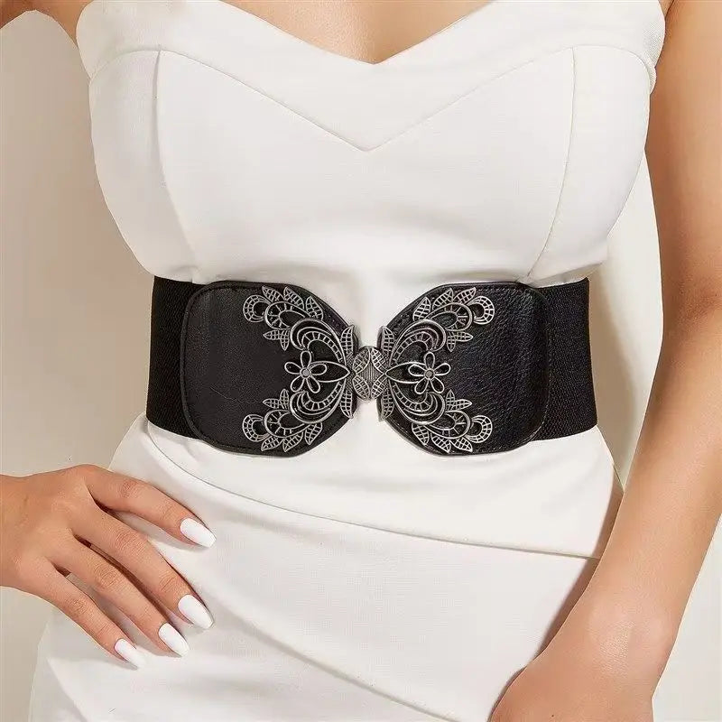 Women's belt with elastic waistband, decorative, simple skirt, versatile elastic coat, fashionable matching, dress, wide belt