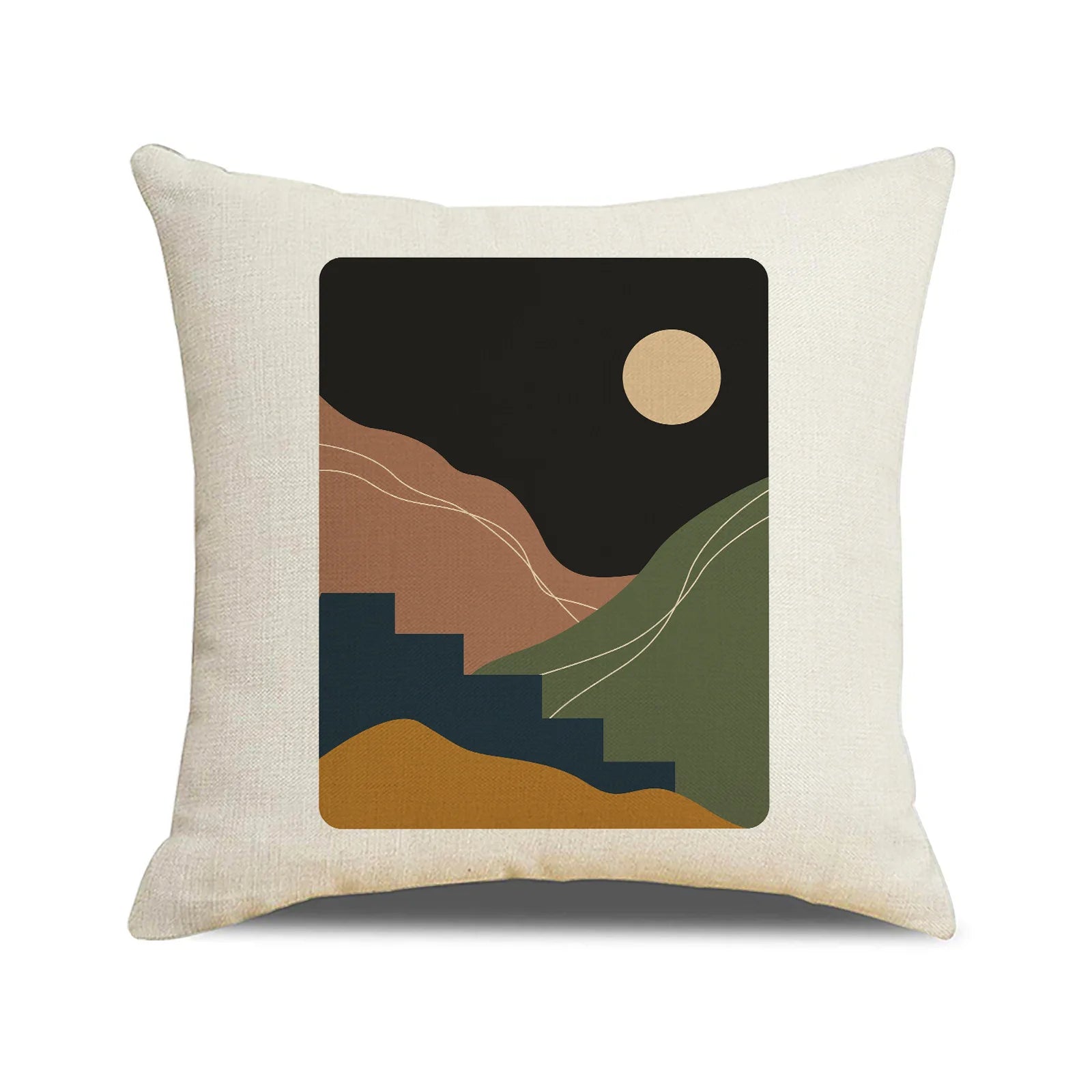BOHO Style Printing Pillow Cover Indoor Bay Window Decoration Square Geometric Cushion Linen Abstract Simple Sofa Pillow