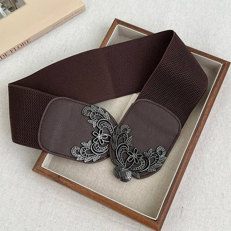Women's belt with elastic waistband, decorative, simple skirt, versatile elastic coat, fashionable matching, dress, wide belt