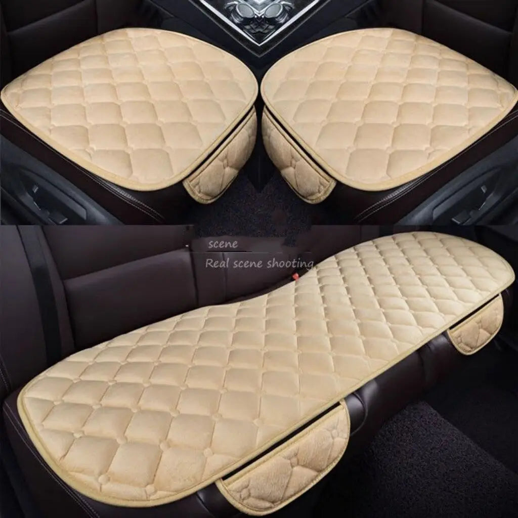 Car Seat Cover Protector Universal Winter Warm Auto Seat Cushion Rear Seat Cushion Protection Covers Back Cushion Three Piece