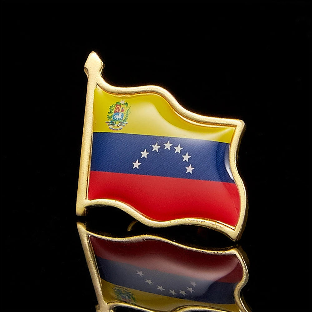 Venezuela Fashion Flag Pin Brooch Waving National Flag Style Flag Badge Brooch W/ Butterfly Clip Safety Pins