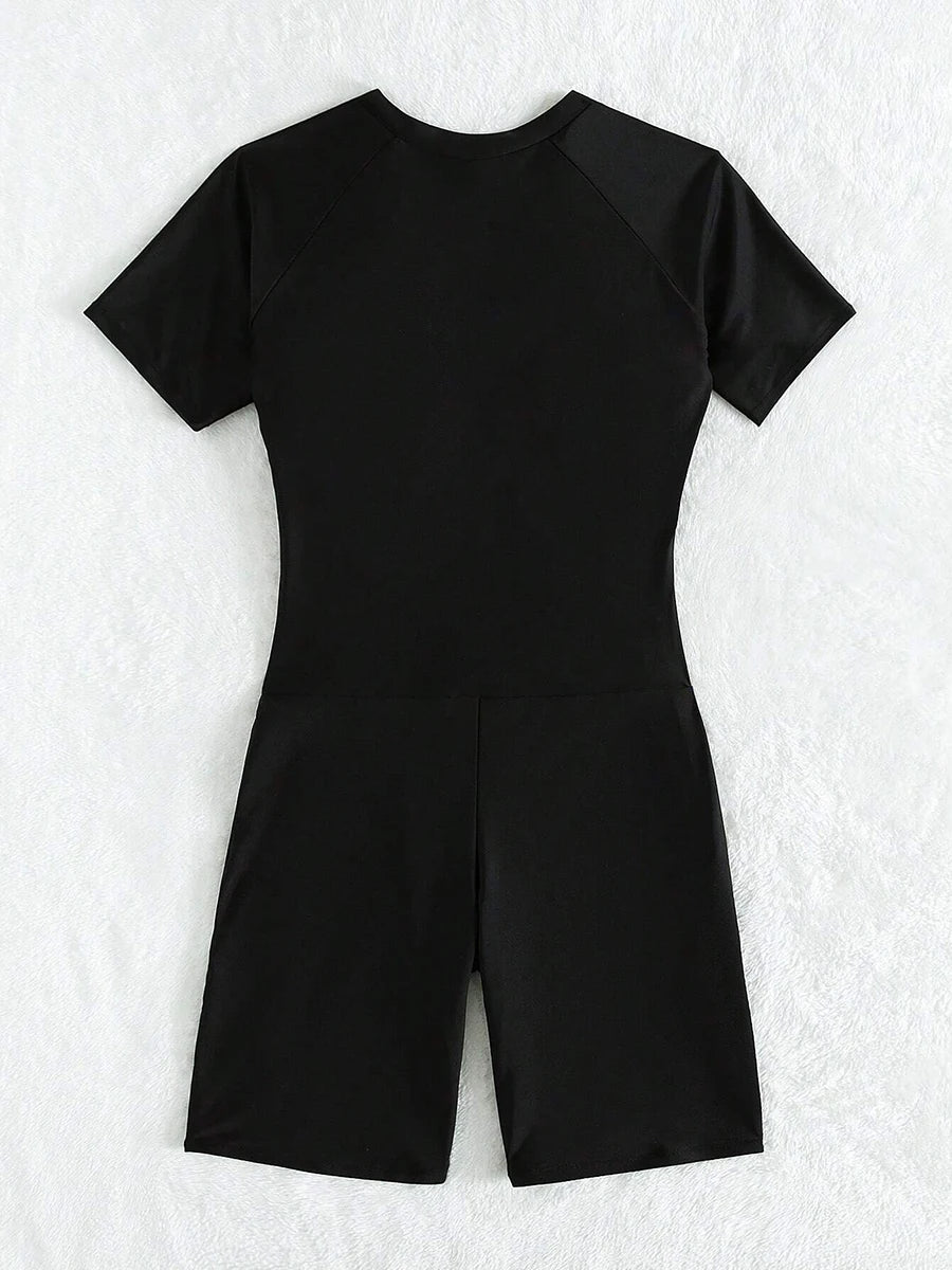 Short Sleeve Surfing Swimsuit 2025 Slim Bodysuit Swimwear Women One Pieces Rashguard Diving Clothes Bathing Swimming Swim Suit