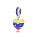 925 Sterling Silver Charms Flag Of Venezuela Heart Pendant Beads Fit Original Brand Bracelets Necklaces Jewelry For Women