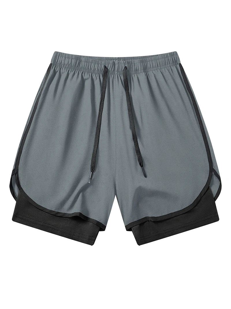 Men's 2 in 1 Running Workout Short with Phone Pocket Towel Loop Gym Athletic Quick Dry Stretchy Performance Shorts Activewear