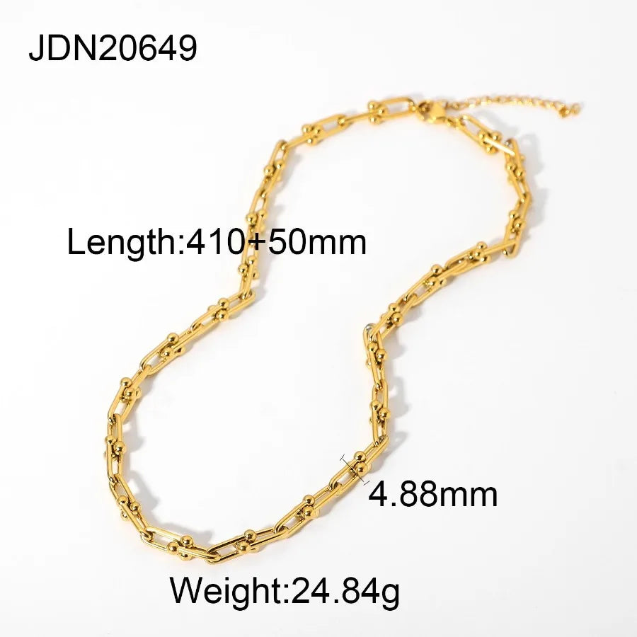 18k Gold Plated Stainless Steel Jewelry Handmade U Shape Chain Necklace Geometric Punk