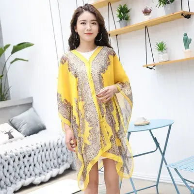 Fashion Woman Scarf Shawl Beach Cover-Ups Blouses Sun Protection Cardigan Summer Beach Holiday Cardigan Women Long Blouses Tops