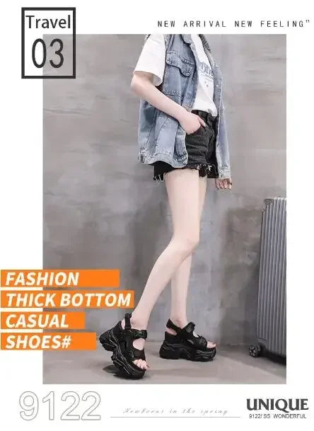 Brand Chunky Platform Sandals Women 10.5CM High Heels Sexy Open-toed Sandals Wedge Increased Shoes Ladies Beach Summer Sandalia