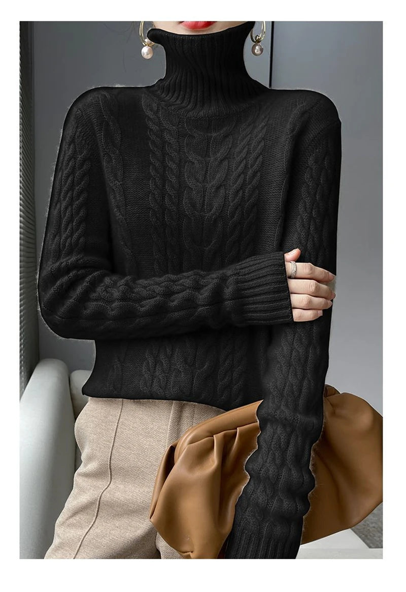 Street Turtleneck Sweater Women 2023 Autumn Winter Long Sleeve Cashmere Female Knitted Pullover Loose Lady Thicken Knitwear