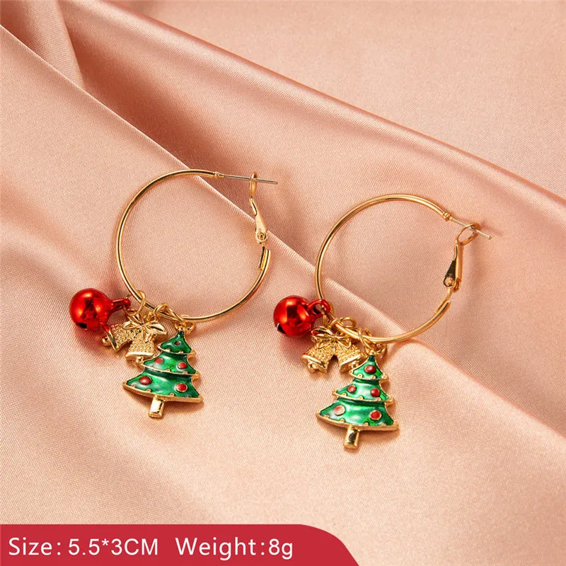 Luxury Christmas Earrings Cute Claus Snowman Tree Bell Elk Drop Earrings for Women Girls Kids Gifts 2022 Xmas Festival Jewelry