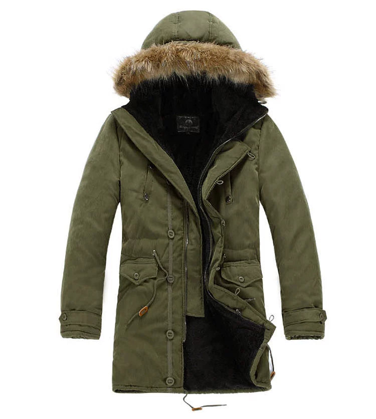 Mens Fur Collar down Jacket Winter Hooded Parka Men's Clothing Coat Cotton-Padded Jacket