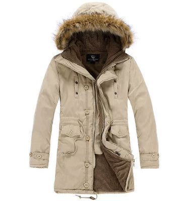 Mens Fur Collar down Jacket Winter Hooded Parka Men's Clothing Coat Cotton-Padded Jacket