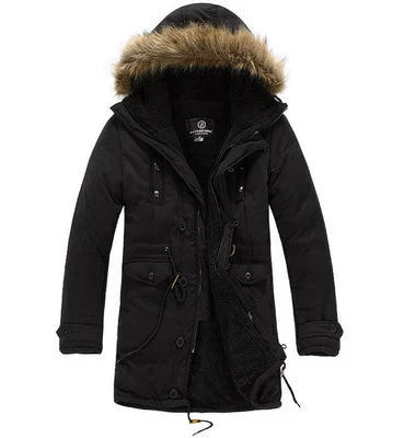 Mens Fur Collar down Jacket Winter Hooded Parka Men's Clothing Coat Cotton-Padded Jacket