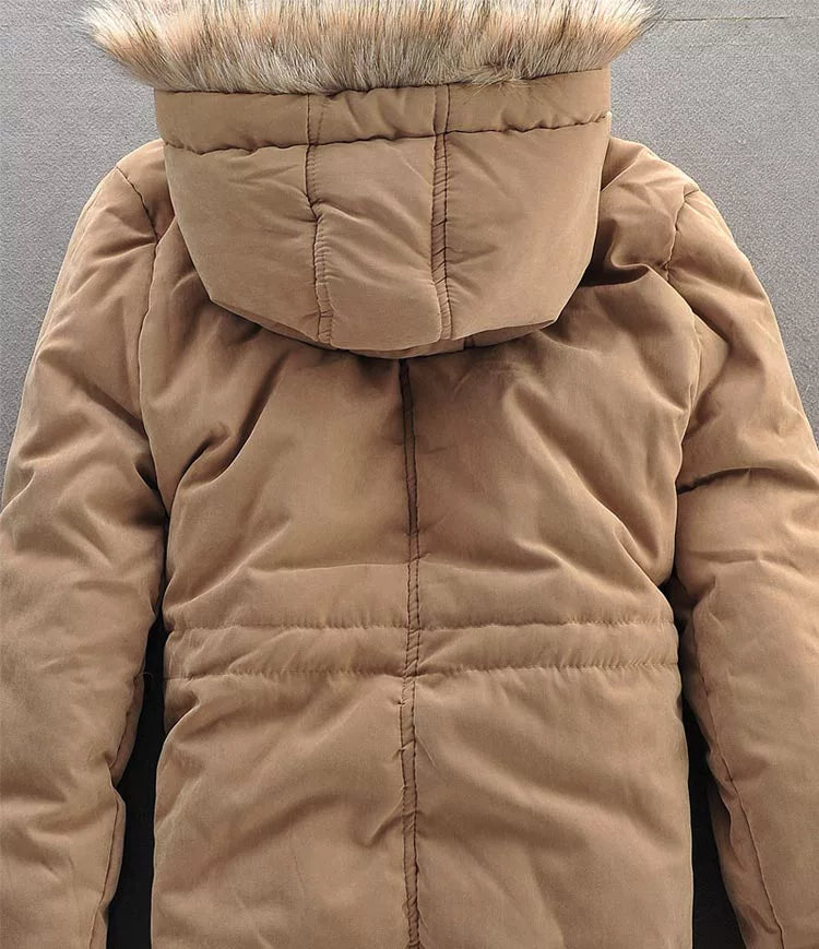Mens Fur Collar Hoody Jacket Winter Wool Hooded Jackets Cotton-Padded Coat