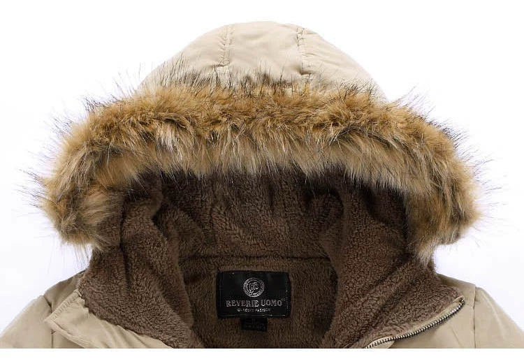 Mens Fur Collar down Jacket Winter Hooded Parka Men's Clothing Coat Cotton-Padded Jacket