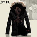 Mens Fur Collar Hoody Jacket Winter Wool Hooded Jackets Cotton-Padded Coat