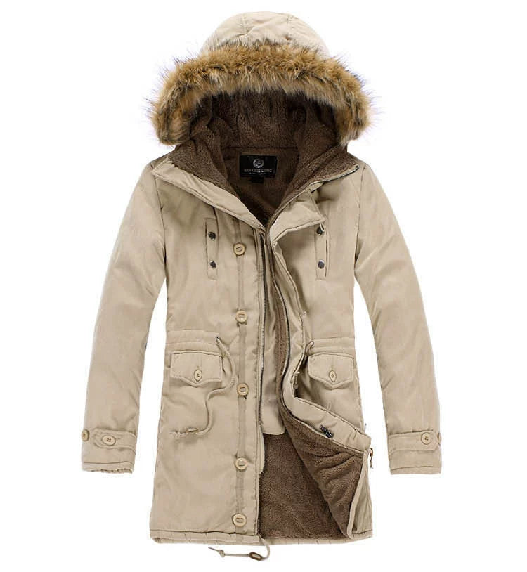 Mens Fur Collar down Jacket Winter Hooded Parka Men's Clothing Coat Cotton-Padded Jacket