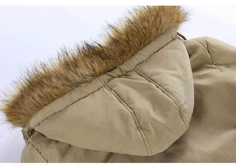 Mens Fur Collar down Jacket Winter Hooded Parka Men's Clothing Coat Cotton-Padded Jacket