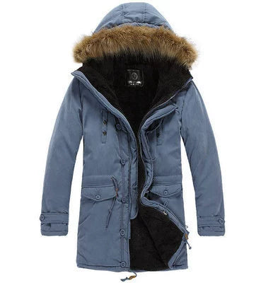 Mens Fur Collar down Jacket Winter Hooded Parka Men's Clothing Coat Cotton-Padded Jacket