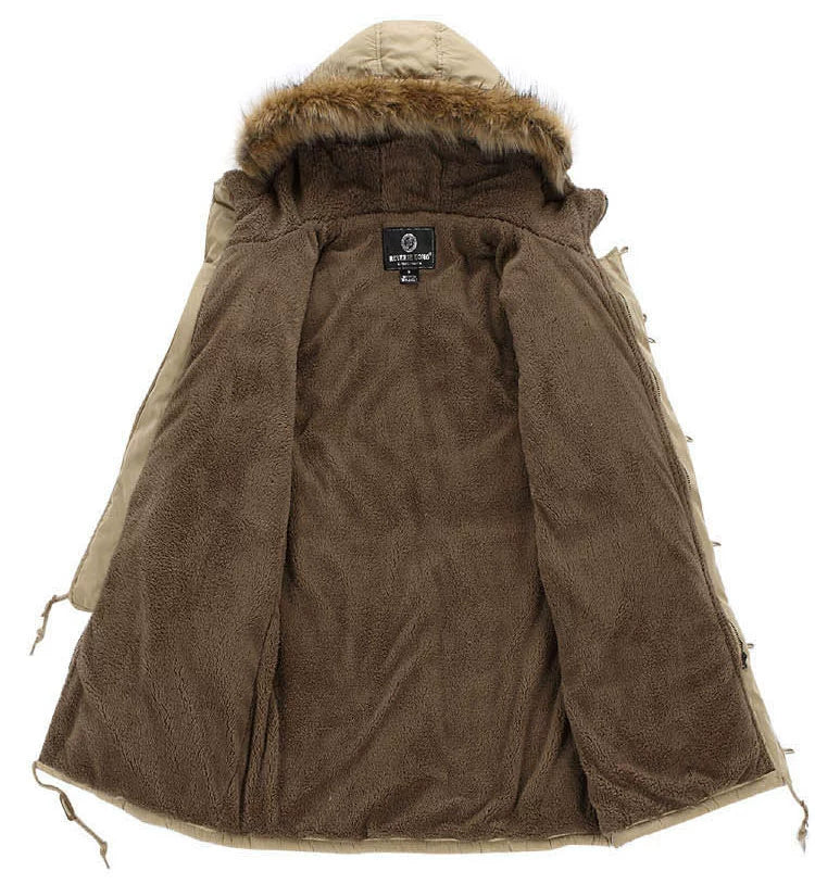 Mens Fur Collar down Jacket Winter Hooded Parka Men's Clothing Coat Cotton-Padded Jacket