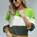 Winter Green Pullover Colorblock Sweater