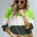 Winter Green Pullover Colorblock Sweater