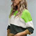 Winter Green Pullover Colorblock Sweater