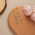 Gold Chain Drop Earrings | 18K Gold-Plated | Sky Blue Resin
