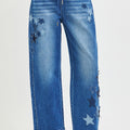 RISEN Elastic Band Slouchy Cropped Barrel with Star Patch