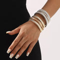 Multi-Layered Open Bracelet | Gold & Silver | Stackable Cuff