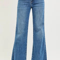 RISEN High Rise Wide Leg Jeans With Released Hem