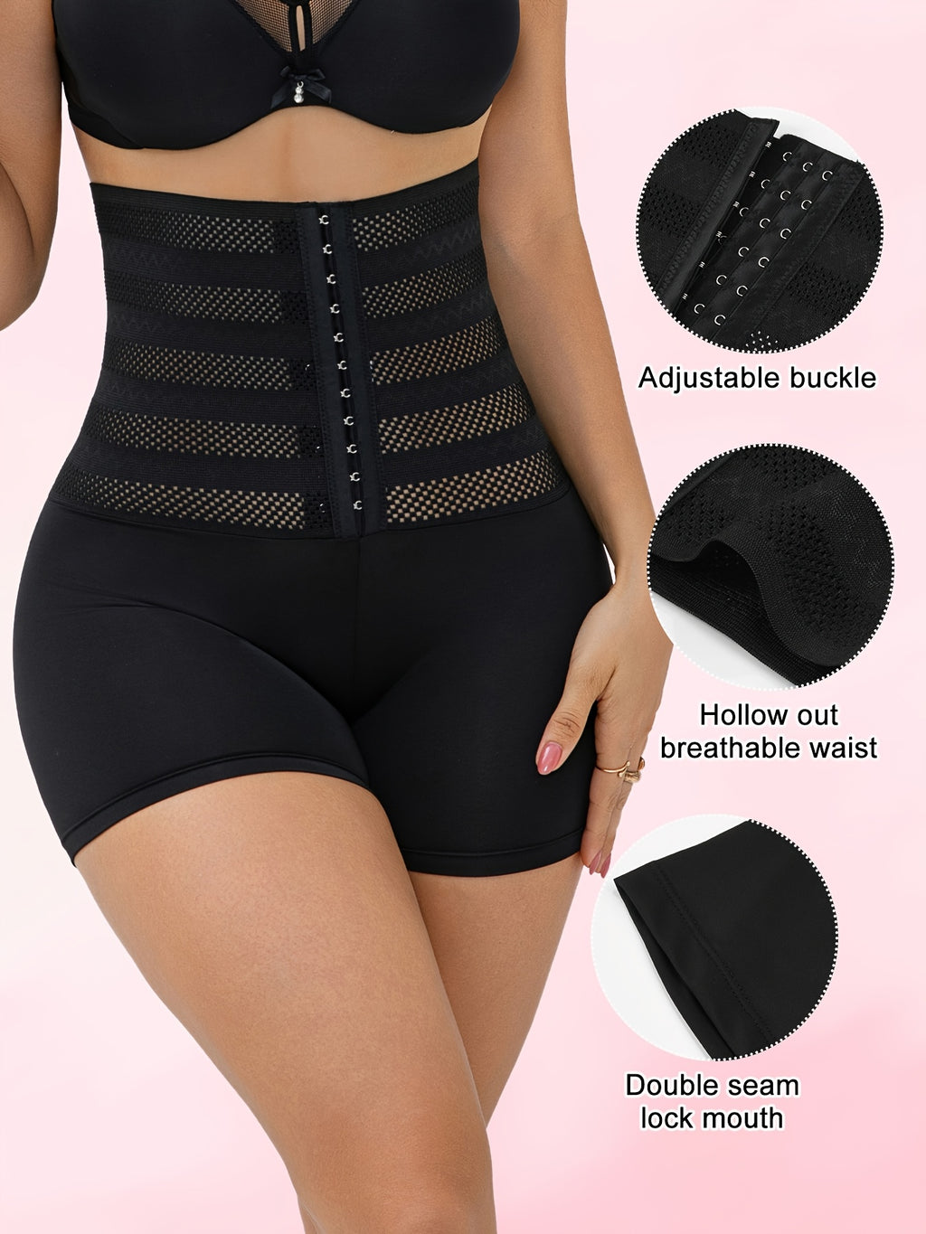 Women's High-Waisted Tummy Control Butt Lift Shaping Shorts - Adjustable Front Zipper/Button Closure, Butt Enhancing Slim-Fit Underwear with Compression Fit, Lift & Posture (Black) - Hand Washable for Jeans & Dresses