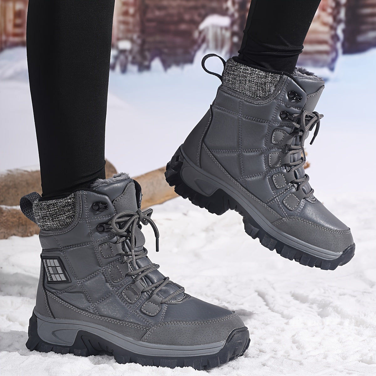 HDOXSE Women's Winter Snow Boots with Thickened Warm Sole & High Quality TPR Outsole - Non-Slip Round Toe Cold-Resistant Boots, Medium Tube for Ice & Snow, Heavy-Duty for all-Day Warmth (for dresses/Skirts)