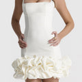 Ruched Square Neck Sleeve Mini Dress