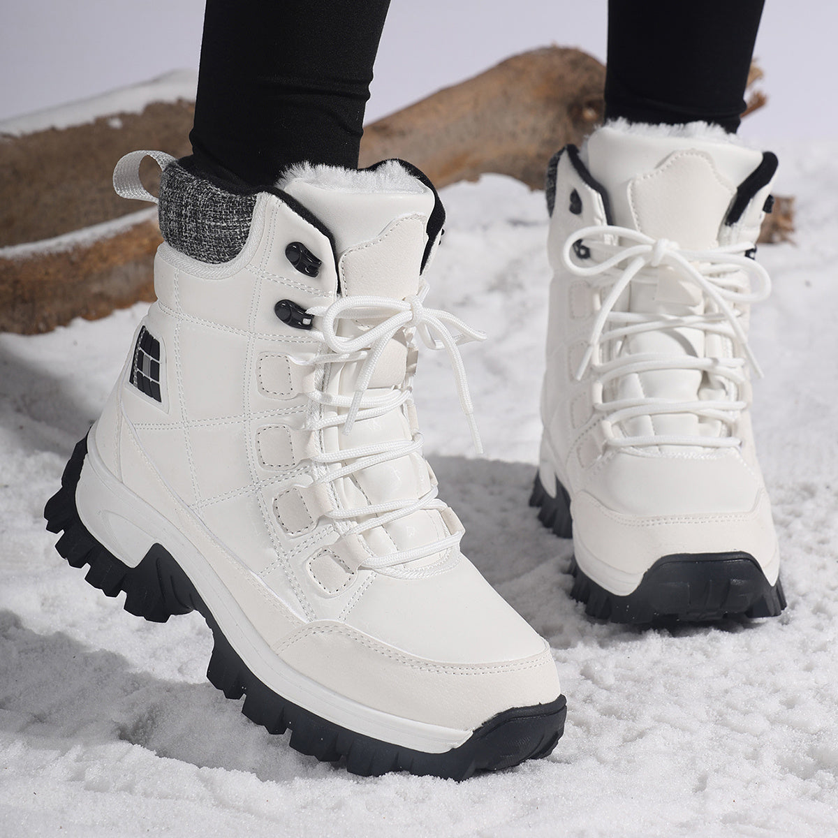 HDOXSE Women's Winter Snow Boots with Thickened Warm Sole & High Quality TPR Outsole - Non-Slip Round Toe Cold-Resistant Boots, Medium Tube for Ice & Snow, Heavy-Duty for all-Day Warmth (for dresses/Skirts)