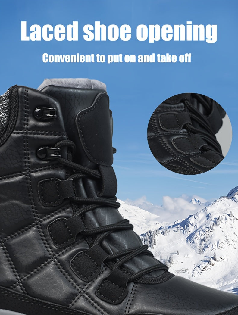HDOXSE Women's Winter Snow Boots with Thickened Warm Sole & High Quality TPR Outsole - Non-Slip Round Toe Cold-Resistant Boots, Medium Tube for Ice & Snow, Heavy-Duty for all-Day Warmth (for dresses/Skirts)