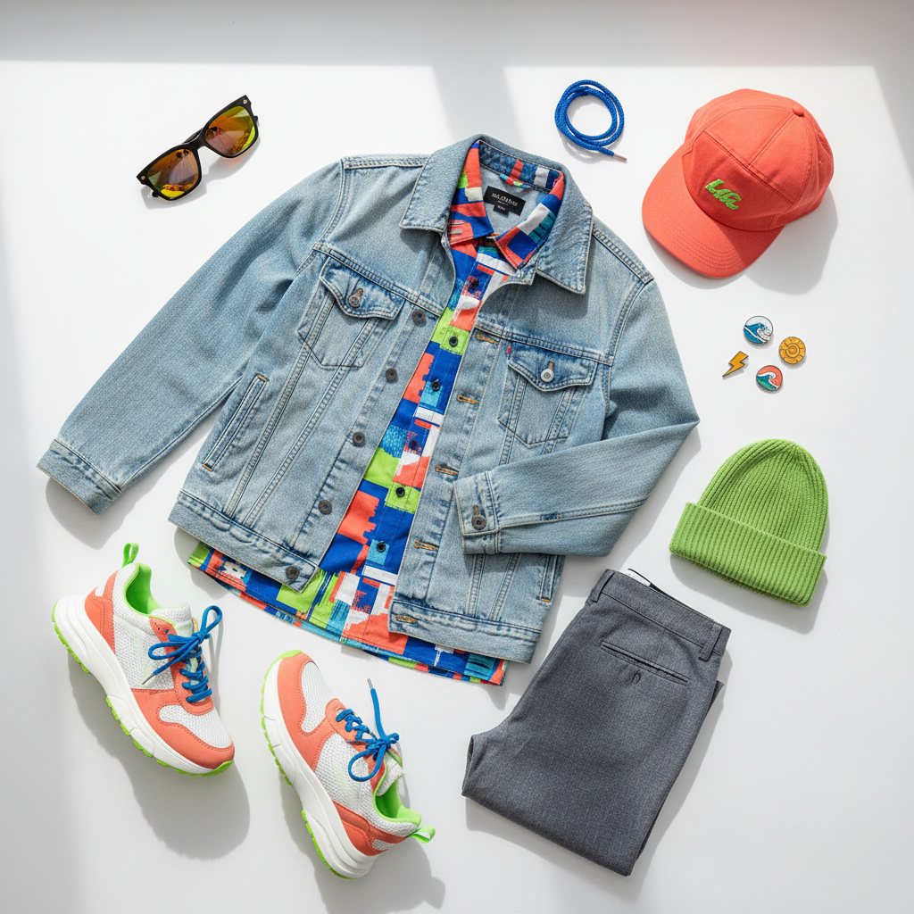 Dynamic streetwear flat lay