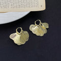 18K Gold-Plated Textured Leaf Drop Earrings