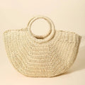 Fame Half Moon Straw Tote Bag