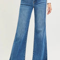 RISEN High Rise Wide Leg Jeans With Released Hem