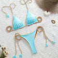 New Festival Flame Halter Bikini Set for Women – Triangle V-Neck Backless Two-Piece Swimsuit with Tie Side Bottoms & Adjustable Lace-Up Fit – Sleek Polyamide Swimwear for Koningsdag/King’s Day & Summer Beach Celebrations