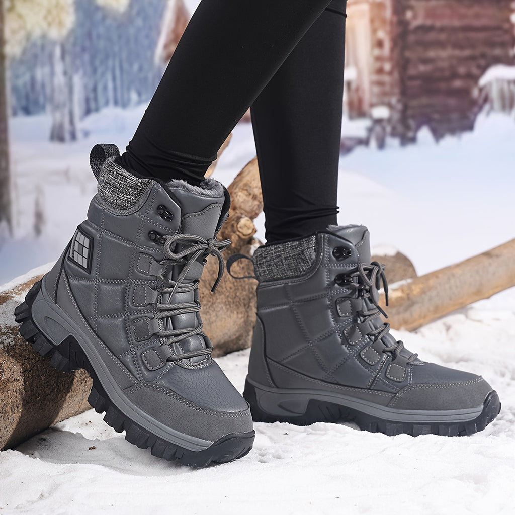 HDOXSE Women's Winter Snow Boots with Thickened Warm Sole & High Quality TPR Outsole - Non-Slip Round Toe Cold-Resistant Boots, Medium Tube for Ice & Snow, Heavy-Duty for all-Day Warmth (for dresses/Skirts)