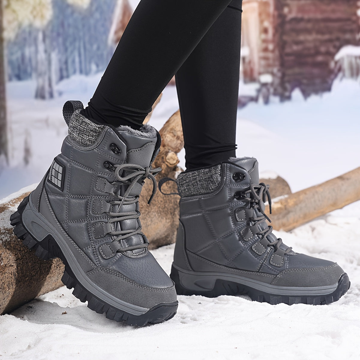 HDOXSE Women's Winter Snow Boots with Thickened Warm Sole & High Quality TPR Outsole - Non-Slip Round Toe Cold-Resistant Boots, Medium Tube for Ice & Snow, Heavy-Duty for all-Day Warmth (for dresses/Skirts)